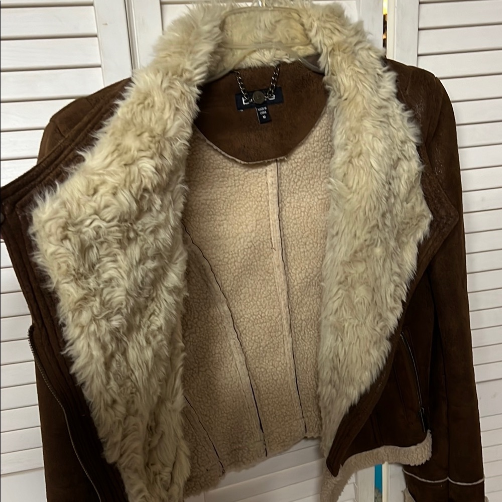 Sold 🤎Rare Y2K BEBE Brown Bomber Jacket with Cream faux shearling fur - Picture 6 of 6
